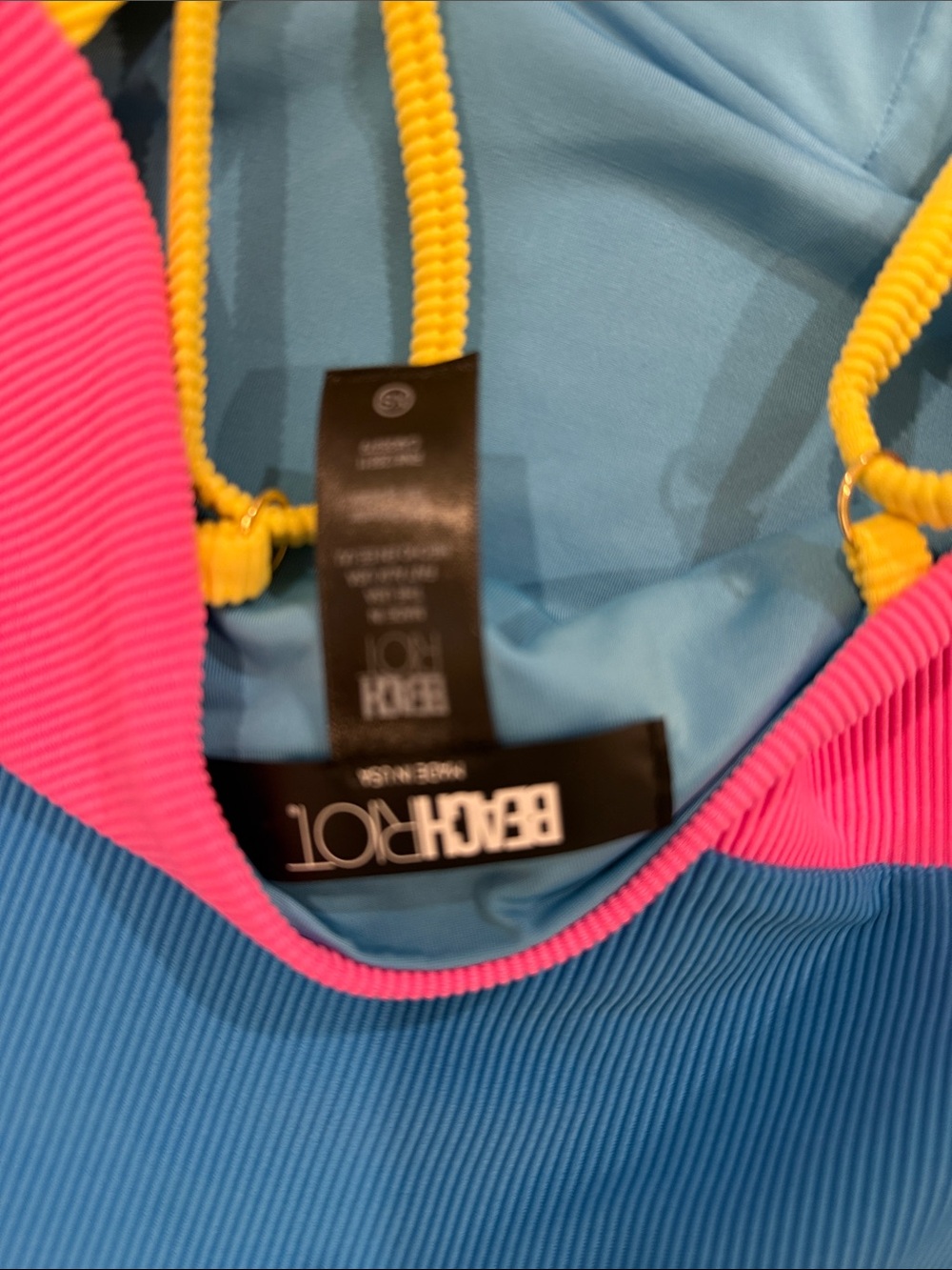 Beach Riot Colorblock One-Piece Swimsuit in Yellow Pink Blue - Picture 7 of 7